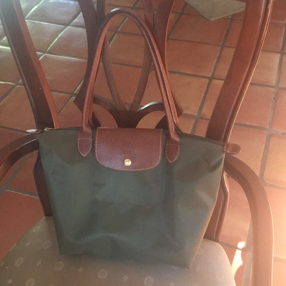 Longchamp Le Pliage small tote- olive green